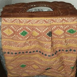 Vintage handmade and wooden carved handbag